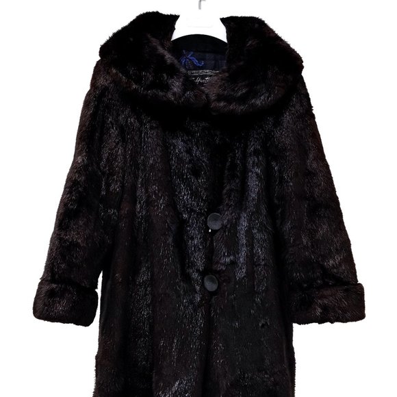 Hurtig Furriers Black Beaver Fur Car Coat - Picture 1 of 12